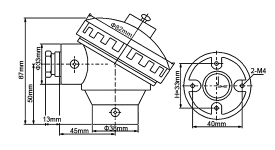 2 wire RTD sensor waterproof junction box dimension