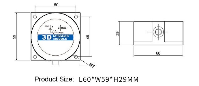 3 axis gyro sensor dimension