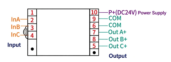 3-phase AC voltage transducer wiring diagram 3-wire delta connection DC 24V