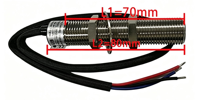 3-wire hall effect speed sensor M16×1.5 thread dimension drawing