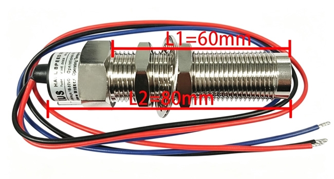 3-wire hall effect speed sensor M18×1.5 thread dimension drawing