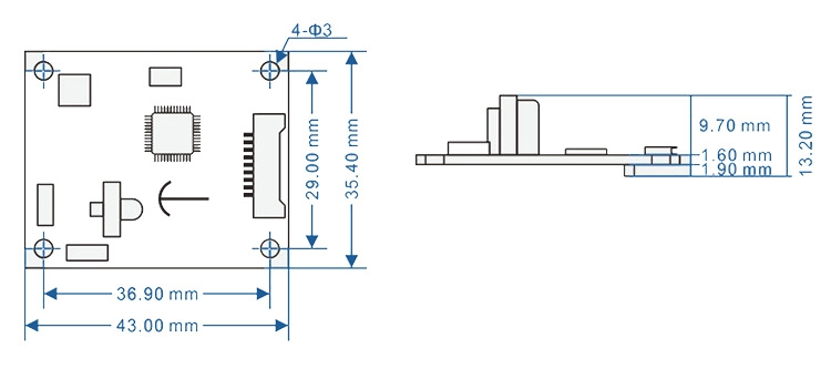 3d electronic compass module dimension