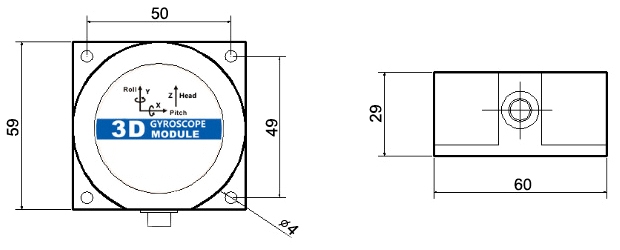 3D gyroscope sensor dimension