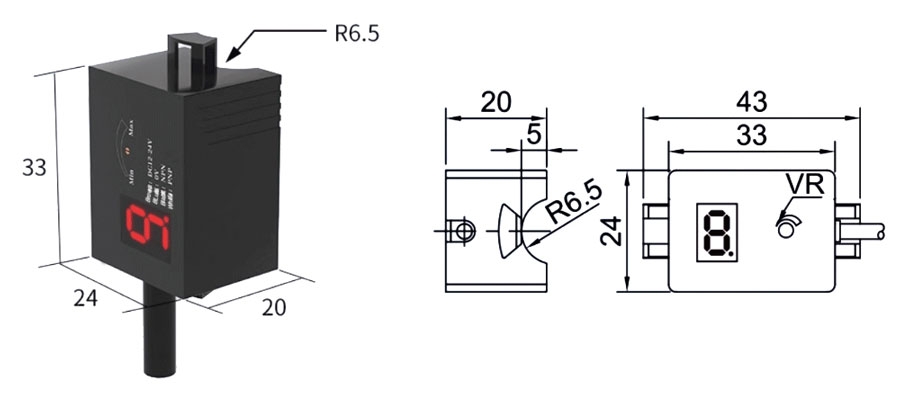 6-13mm non contact capacitive level sensor dimension