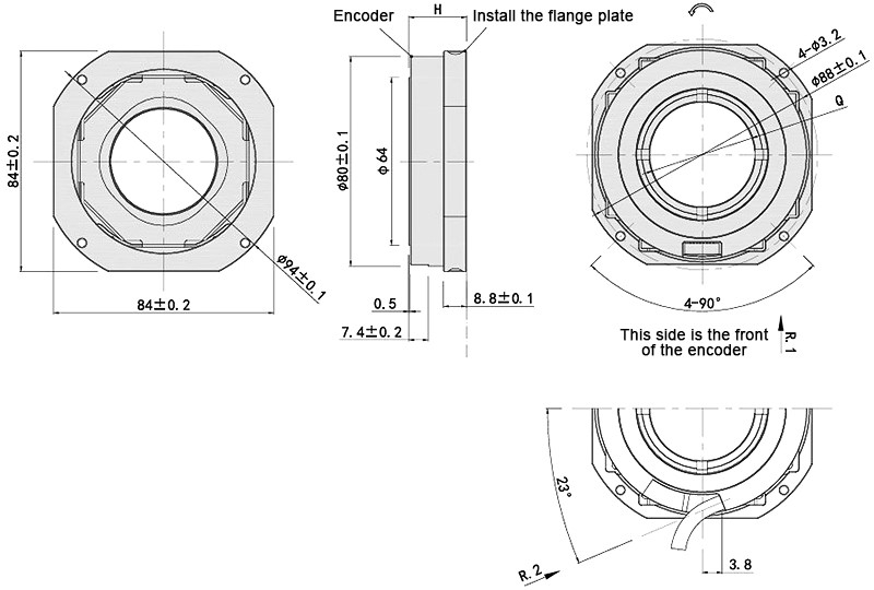 Absolute optical rotary encoder size