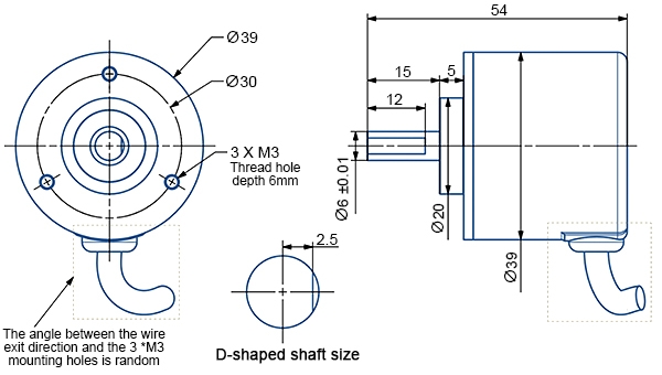 Absolute rotary encoder shaft diameter 6mm ip54 dimension
