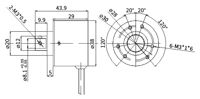 Absolute single turn encoder size