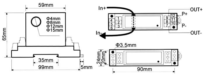 AC current-sensor 1a to 150a size