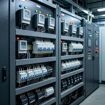 AC DC voltage transducer installed in power distribution monitoring panel