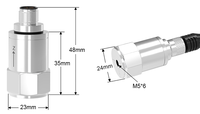 Accelerometer and vibration sensor dimension