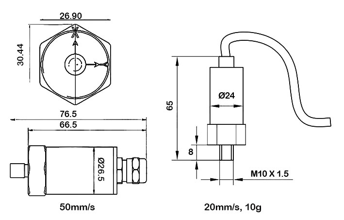 Accelerometer vibration sensor dimension