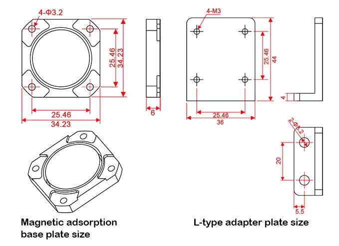 Adsorption base plate dimension