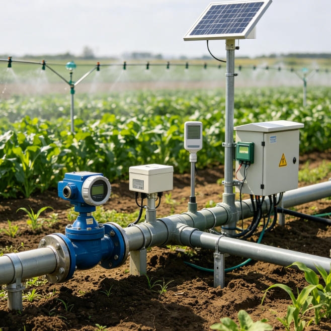 Application of signal isolator for valve opening, gate position feedback, and automated irrigation control in agricultural field systems.