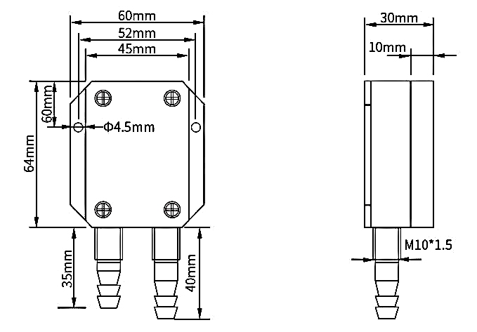 Air differential pressure transmitter dimension