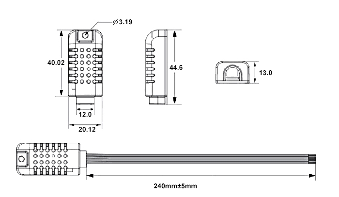 Analog humidity sensor size