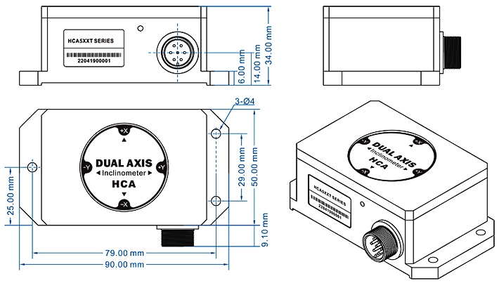Analog inclinometer sensor dimension