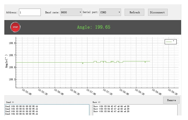 angle sensor debugging software