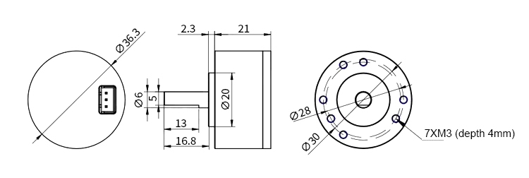 PWM output angle sensor dimension