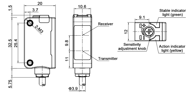 Background suppression photoelectric sensor dimension