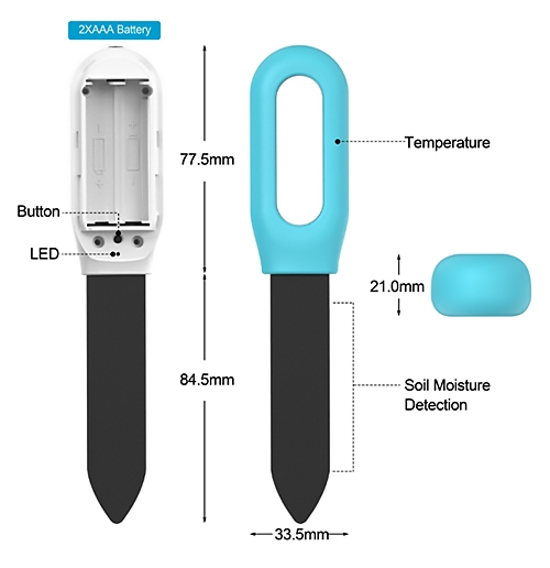 Bluetooth soil moisture sensor size