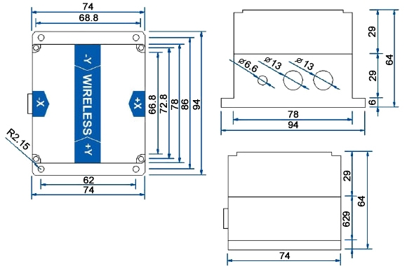 Bluetooth tilt sensor dimension