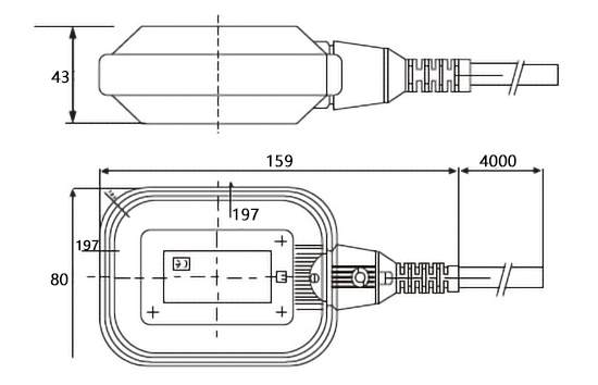 Cable float switch for water tank dimension