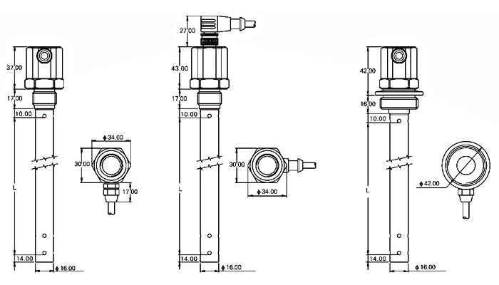 Capacitance fuel level sensor dimension