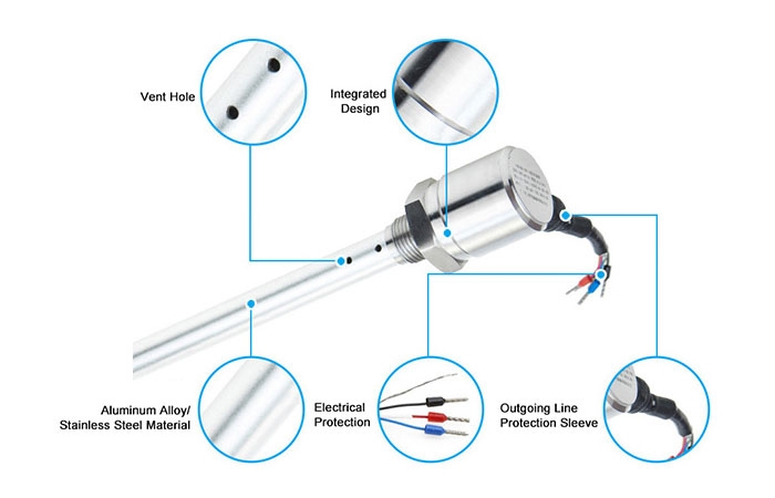 Capacitance level sensor for oil tank detail