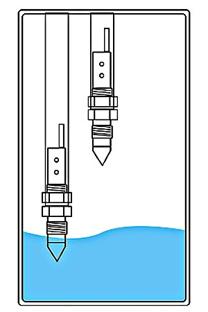 Capacitance probe level sensor high/low liquid level installation-diagram