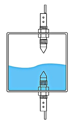Capacitance probe level sensor top/bottom installation diagram