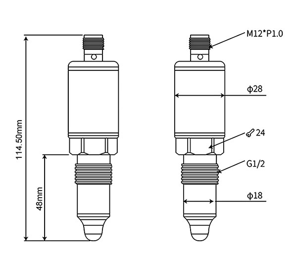 Capacitive liquid level switch dimension