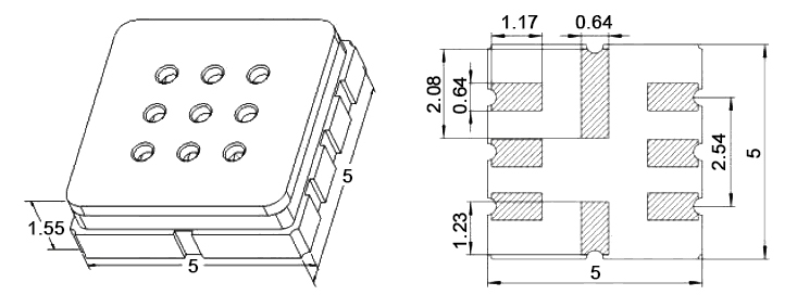 CO gas sensor dimension