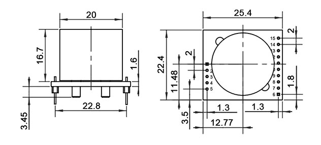CO sensor module dimension