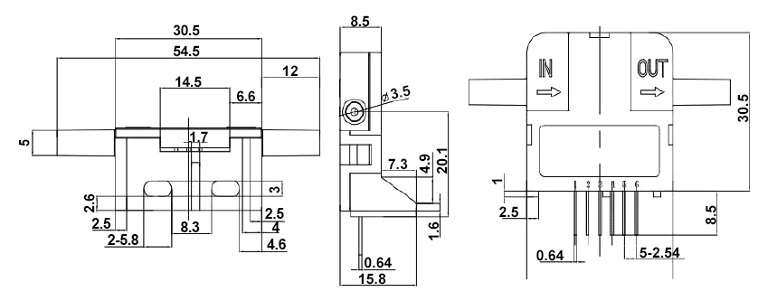 CO2 flow sensor dimension