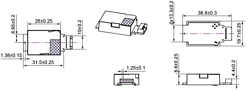 CO2 sensor module terminal type dimension