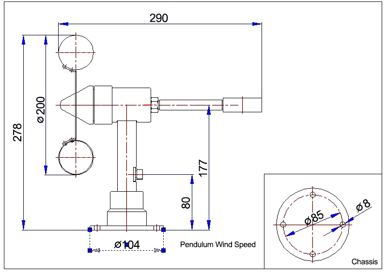 Crane anemometer dimension
