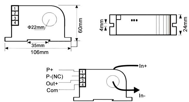 Current sensor ac 5a to 400a size wiring