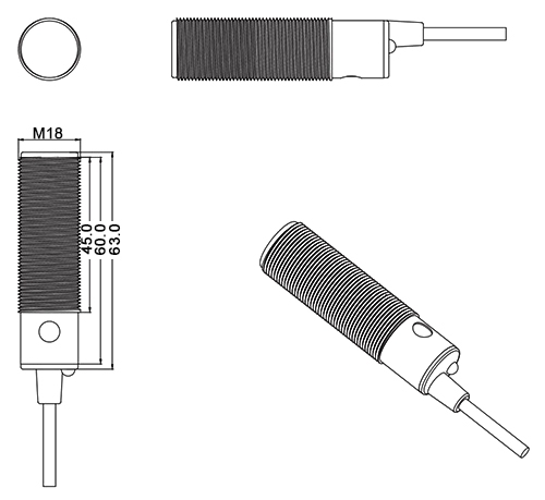 Cylindrical photoelectric sensor dimension