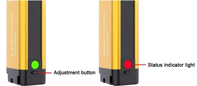 Diffuse light curtain distance adjustment