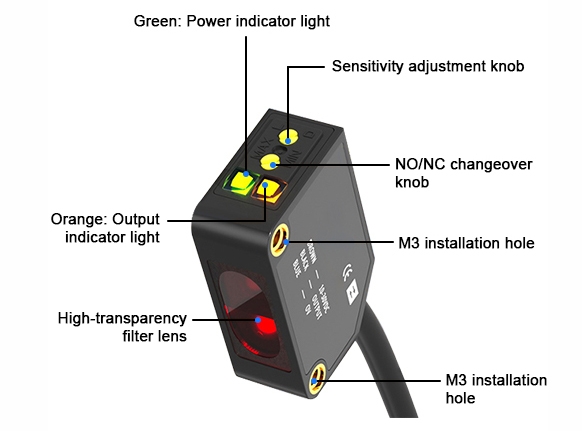 Diffuse reflective photoelectric sensor detail