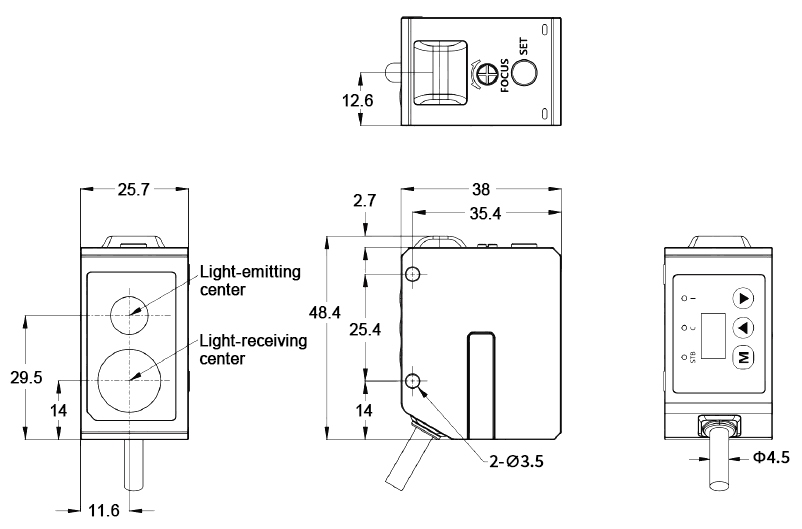 Digital color sensor dimension