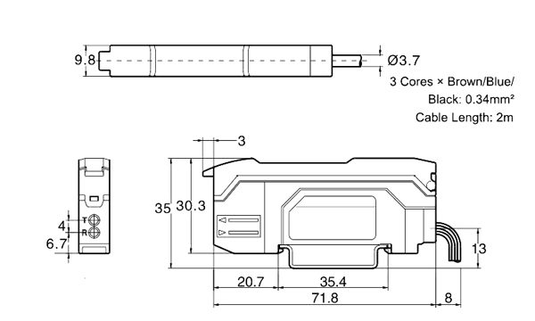 Digital fiber sensor amplifier size