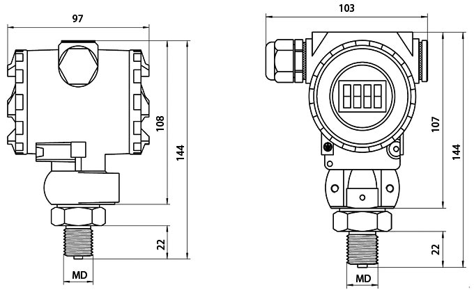 Digital pressure sensor dimension