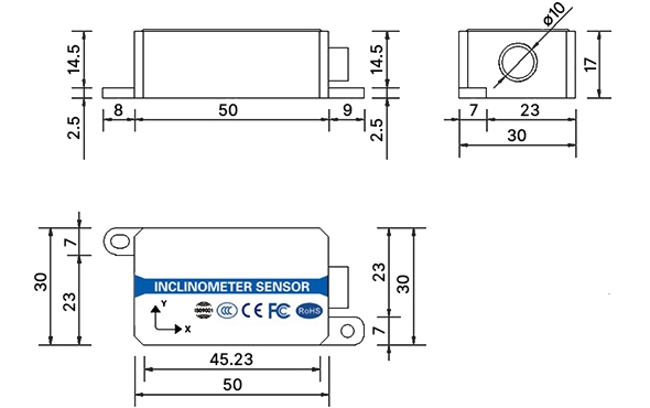 Digital tilt sensor dimension