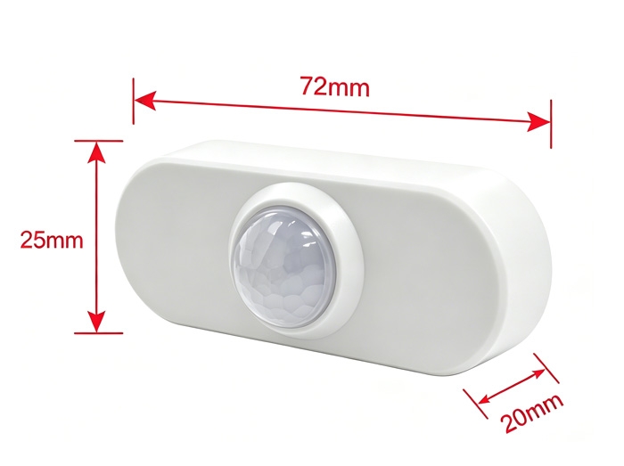 Zigbee mmWave presence sensor dimensions, 72×25×20mm compact size