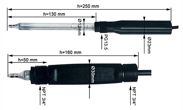Dissolved ozone sensor dimensions