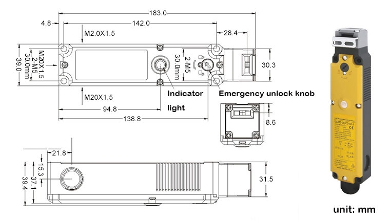 Door limit switch dimension