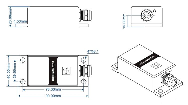 Dual axis tilt sensor dimension