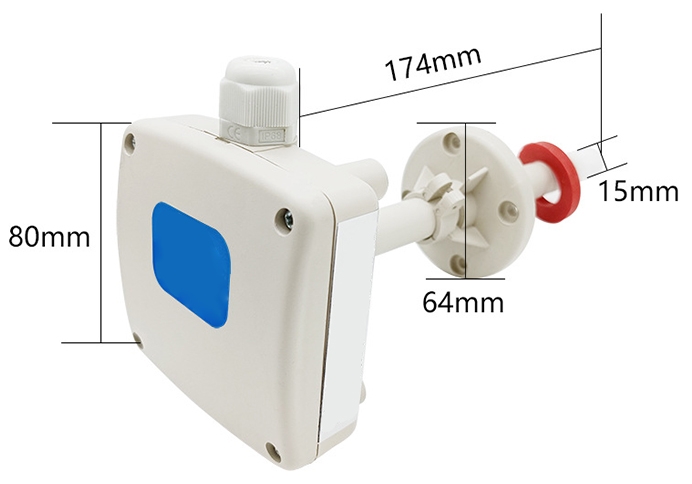 Duct mounted wind speed sensor dimension