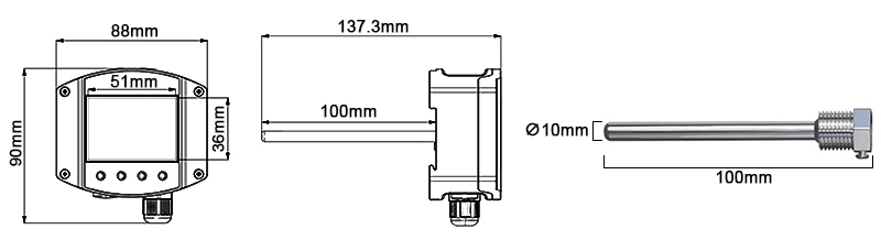 Duct temperature sensor dimension